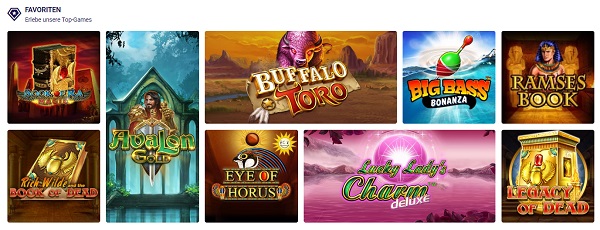 Ausschnitt des Spieleangebots bei PartySlots PartySlots Spieleangebot